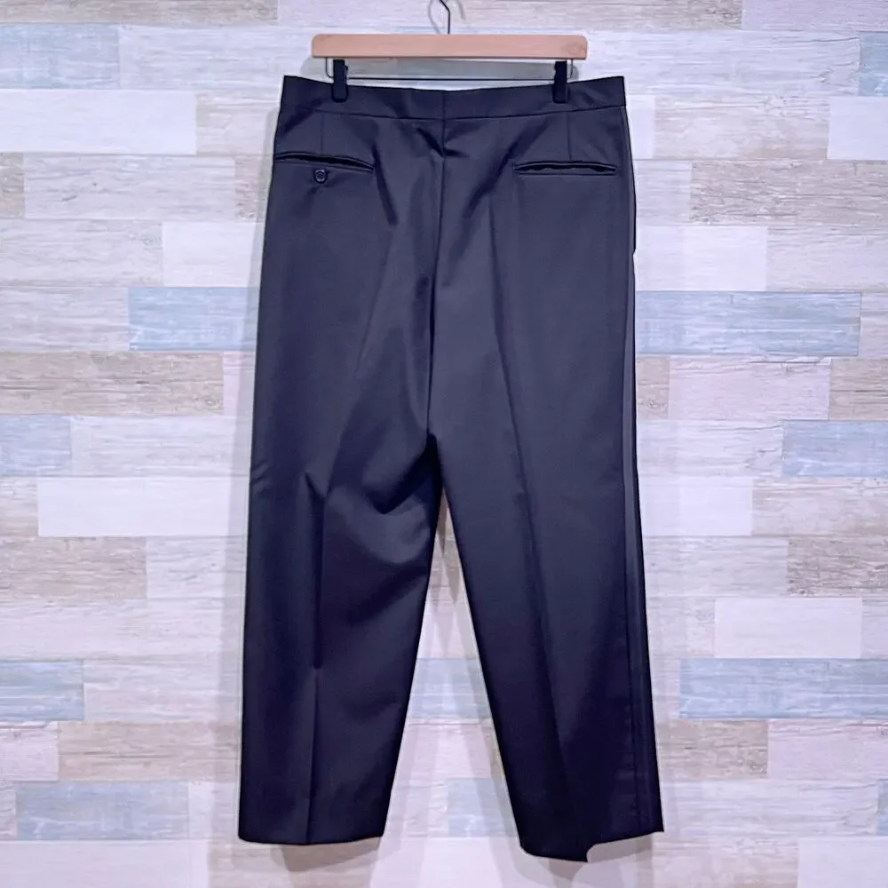 Jos A Bank Notch Collar Tuxedo Suit Black Mens 42R Jacket 36R Pleated Pants